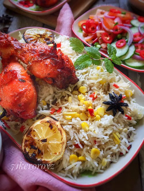 Resepi Nasi Jagung Lemon dengan Ayam Tandoori • Resepi Bonda
