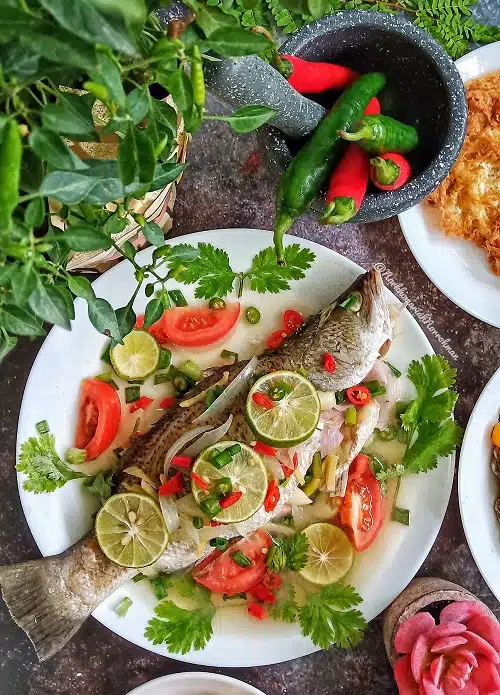 Resepi Kerabu Kerang dan Siakap Stim Limau ala Thai