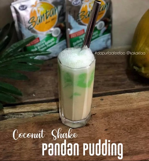 resepi-minuman-coconut-shake-pandan-pudding