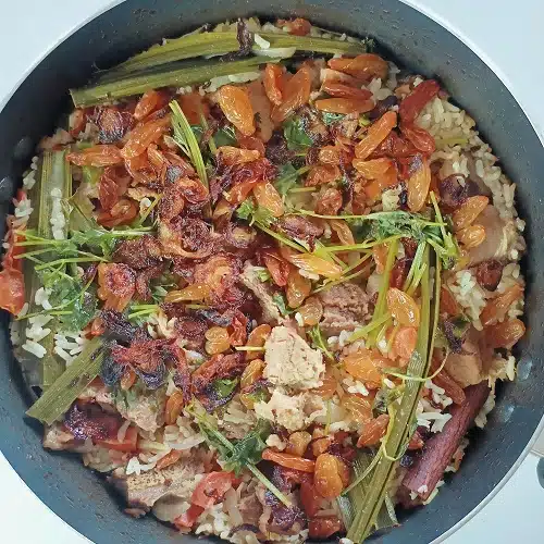 Set Lengkap Nasi Daging Dengan Air Asam Kerisik